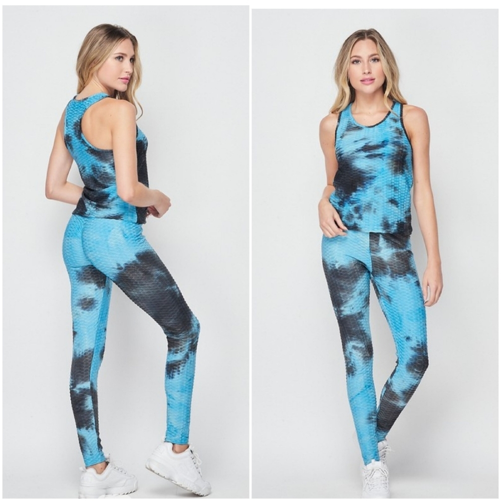 💥Tie Dye Brazilian Racerback 2 pc Tank Leggings